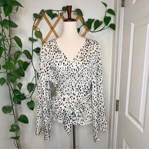 CIDER Animal Print Wrap Top